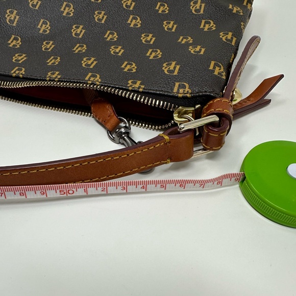 Dooney & Bourke brown Letter Carrier Logo Print Cross Body Bag Purse - Picture 2 of 13